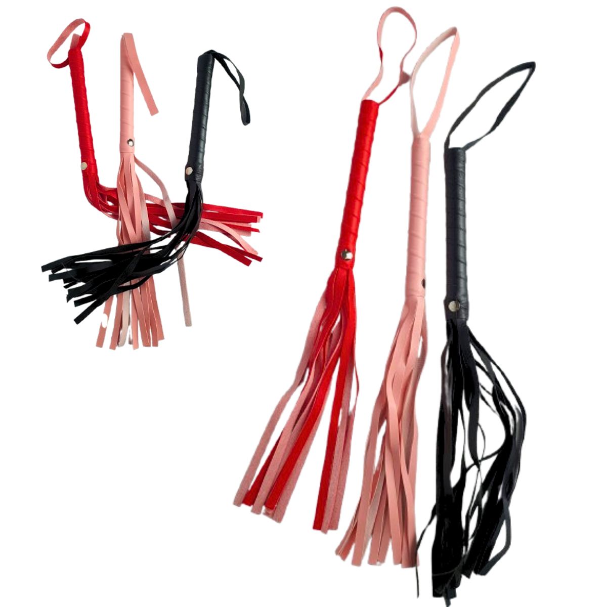 Fantasia Acessório Chicote Luxo Tiras Corino Vermelho Fantasia Acessório Chicote Luxo Tiras Corino Vermelho
